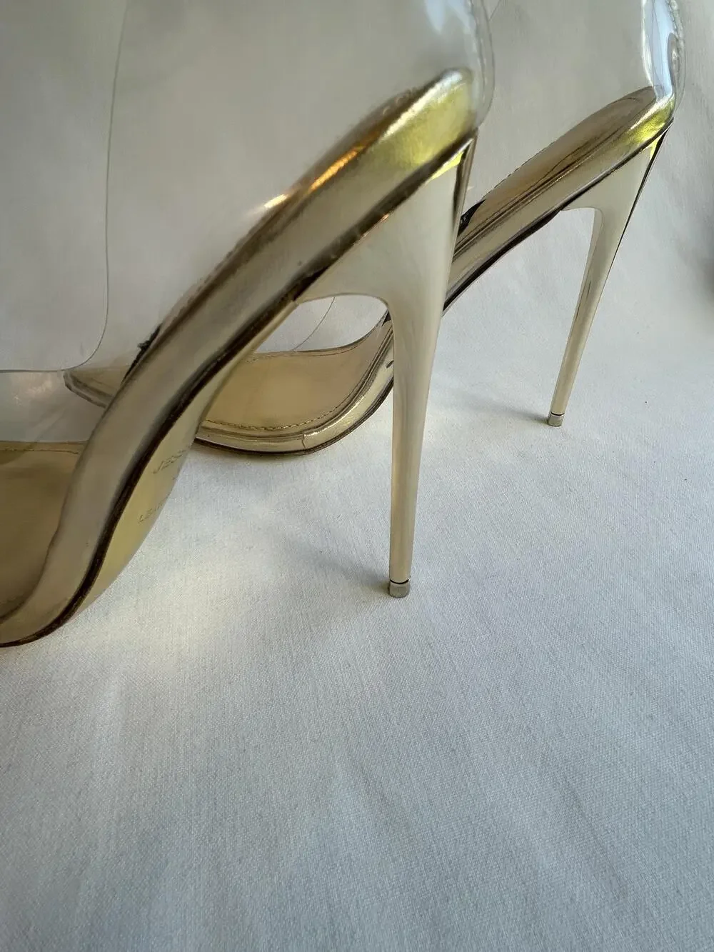 Jessica Rich Shoes Womens Size 36 Clear Stiletto Heels Pointed Toe Pumps Gold